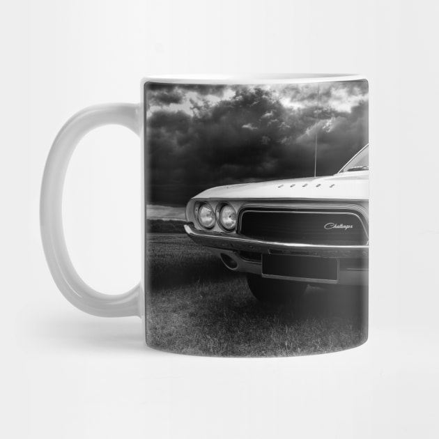 1972 dodge challenger, black and white by hottehue